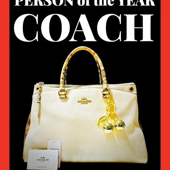 Vintage style COACH soho shoulder Bag Cream Pebbled Leather Satchel tote bag - Picture 5 of 17